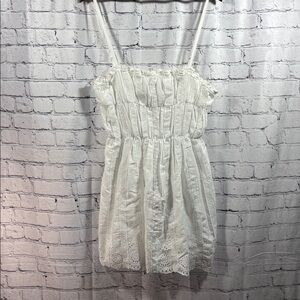 Eyelet and Lace White Mini Formal or Party Dress